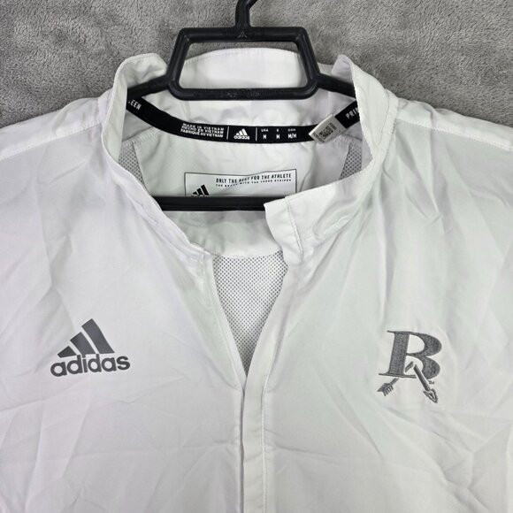 Mens Adidas White Athletic Pullover Shirt 1/4 Zip 100% Polyester Short Sleeve M - Picture 2 of 10